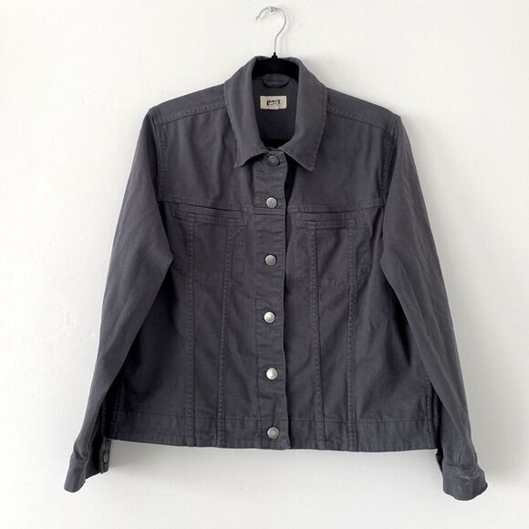 Pact Gray Organic Cotton Jean Jacket sz XL Natural Versatile Utility Minimalist - Picture 2 of 8